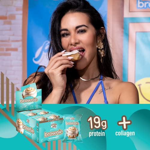 Prime Bites Protein Brownie from Alpha Prime Supplements, 16-17g Protein, 5g Collagen, Delicious Guilt-Free Snack,12 bars per box (Glazed Cinnamon Roll)