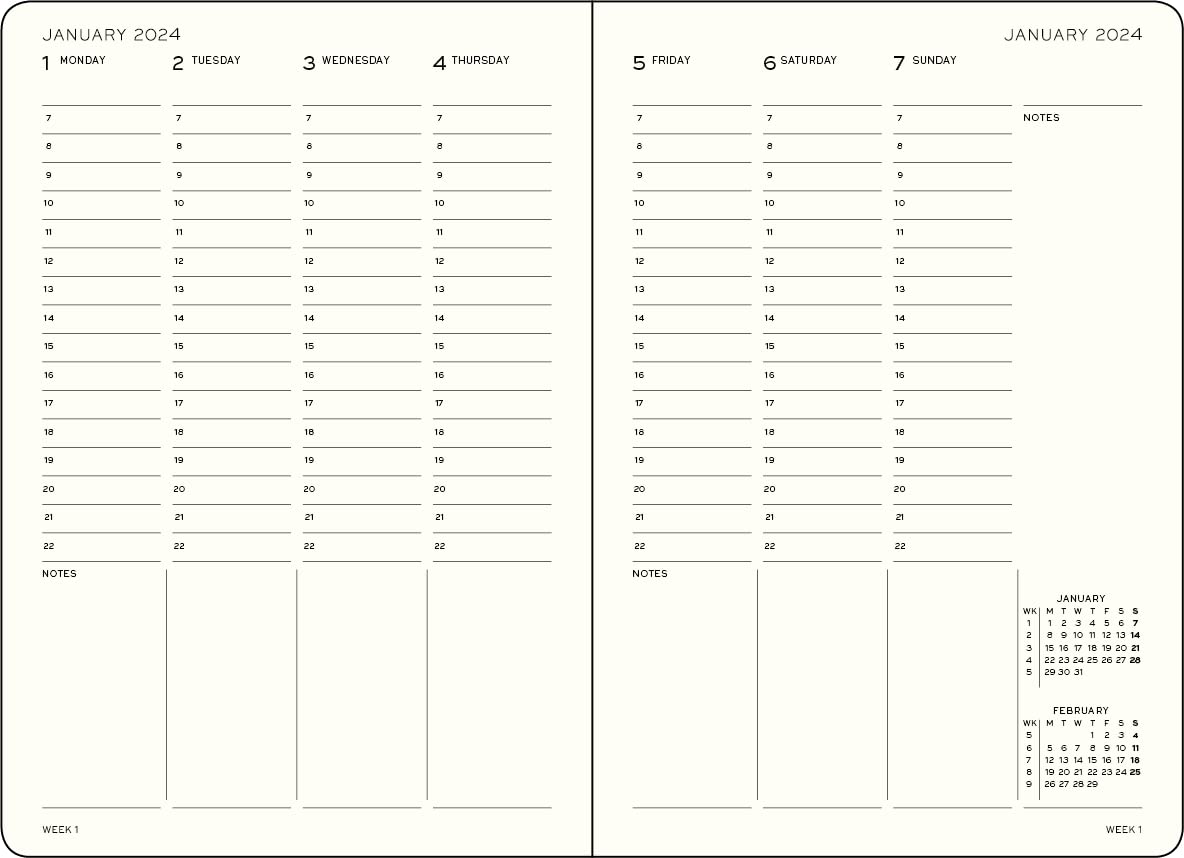 LEUCHTTURM1917 - Academic Week Planner 18-month Hardcover, Jul. 2023 - Dec. 2024, English