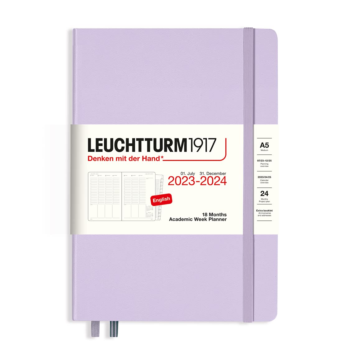 LEUCHTTURM1917 - Academic Week Planner 18-month Hardcover, Jul. 2023 - Dec. 2024, English