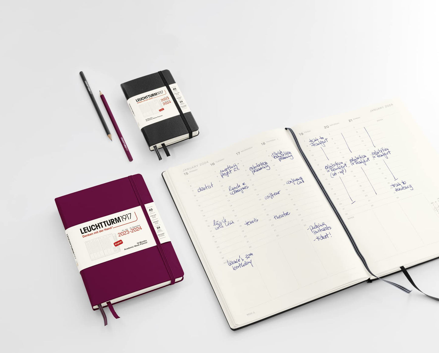 LEUCHTTURM1917 - Academic Week Planner 18-month Hardcover, Jul. 2023 - Dec. 2024, English